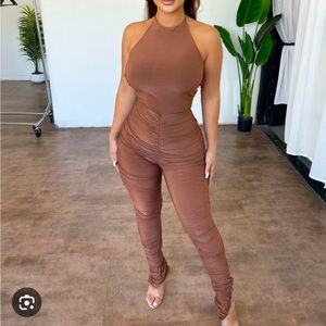 Stacked Jumpsuit black ruffled women small skinny tank romper